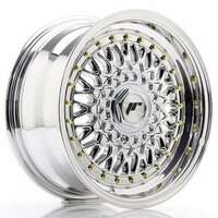 Japan racing JR9 Silver Machined LIP With Rivet Gold 7x15 4/100 ET20 N74.1