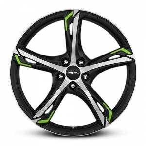 Ronal R62 Green Jet Black Matt front cut 7.5x17 5/100 ET42 N68